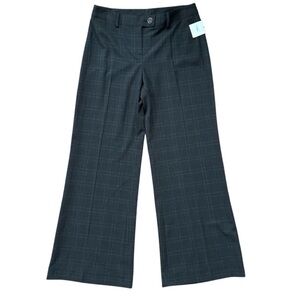 CAbi Lauren Gray Wide Leg Yellow Windowpane Plaid Mid-Rise Trouser Pant 248R Sz8